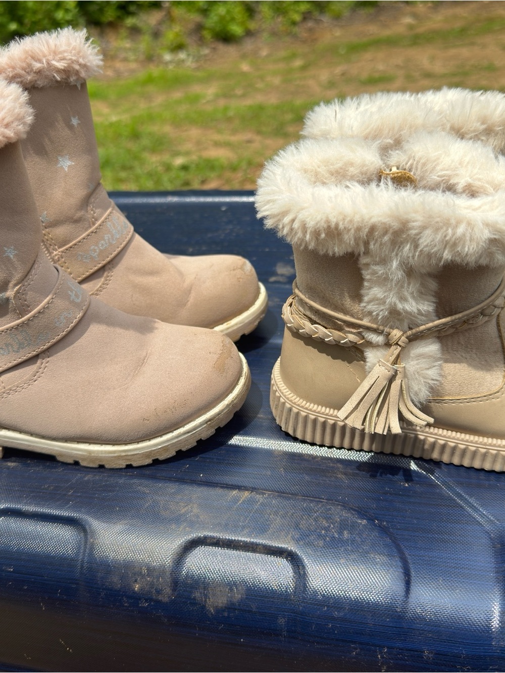 Kids Faux-Fur Lined Beige Winter Boots